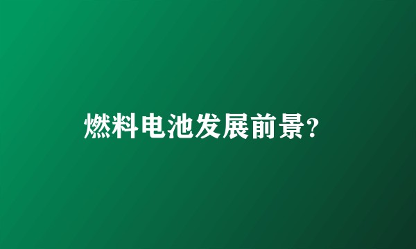 燃料电池发展前景？