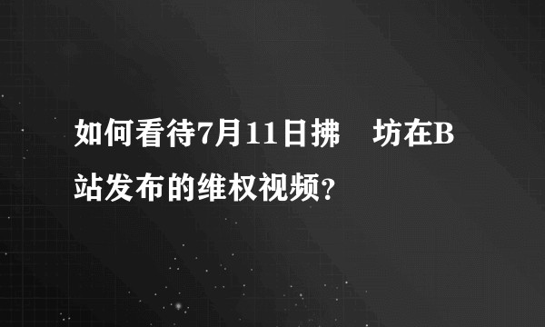 如何看待7月11日拂菻坊在B站发布的维权视频？