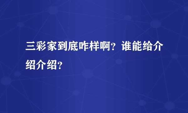 三彩家到底咋样啊？谁能给介绍介绍？
