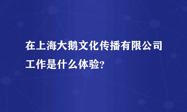 在上海大鹅文化传播有限公司工作是什么体验？