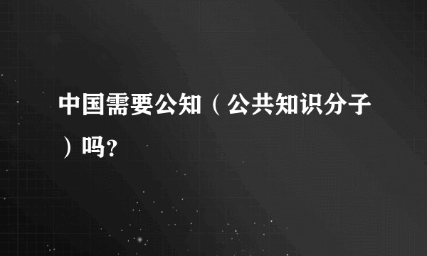 中国需要公知（公共知识分子）吗？