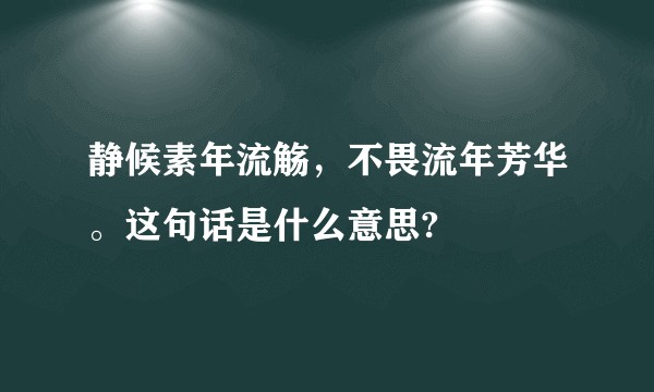 静候素年流觞，不畏流年芳华。这句话是什么意思?