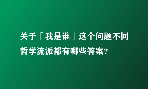 关于「我是谁」这个问题不同哲学流派都有哪些答案？