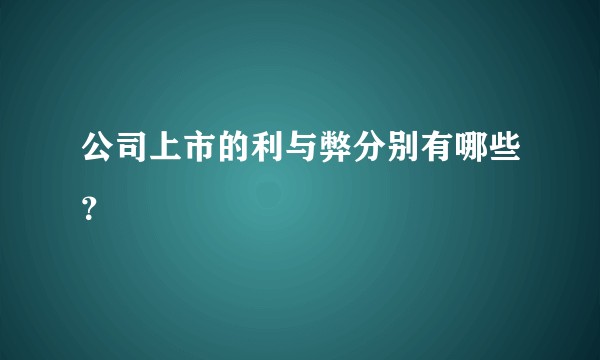 公司上市的利与弊分别有哪些？