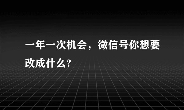 一年一次机会，微信号你想要改成什么?