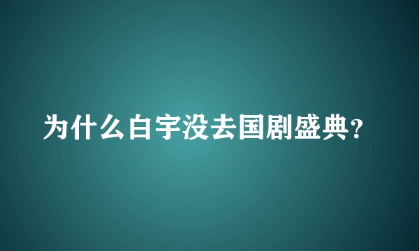 为什么白宇没去国剧盛典？