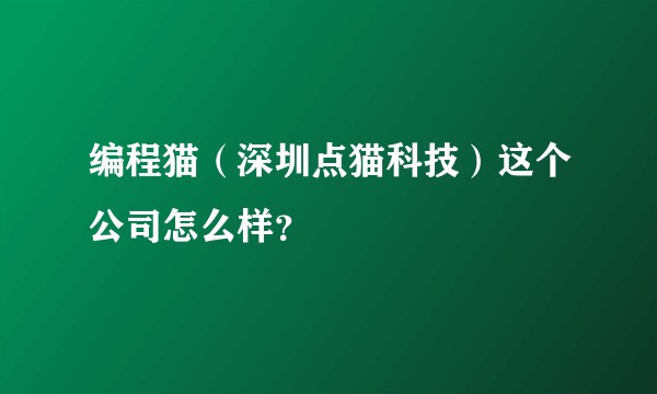 编程猫（深圳点猫科技）这个公司怎么样？