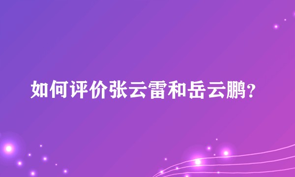 如何评价张云雷和岳云鹏？