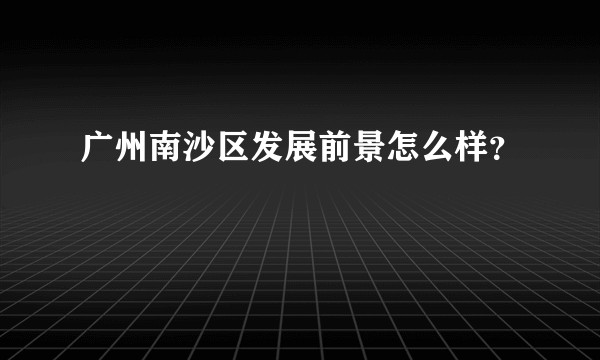 广州南沙区发展前景怎么样？