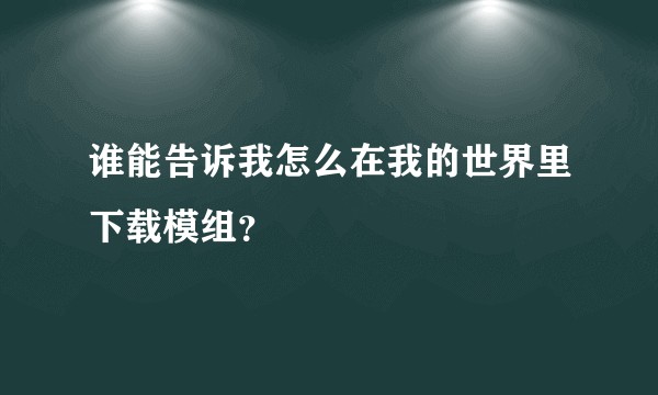 谁能告诉我怎么在我的世界里下载模组?