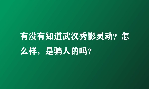 有没有知道武汉秀影灵动？怎么样，是骗人的吗？