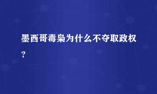 墨西哥毒枭为什么不夺取政权?