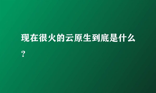 现在很火的云原生到底是什么？