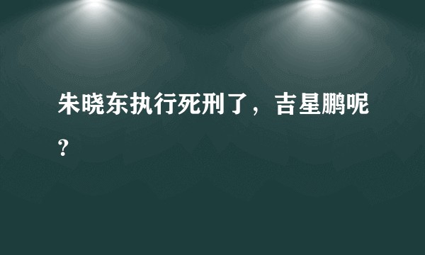 朱晓东执行死刑了，吉星鹏呢？