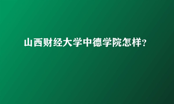 山西财经大学中德学院怎样？