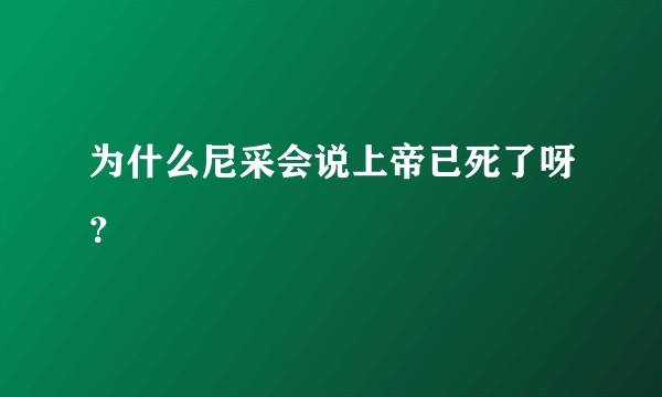 为什么尼采会说上帝已死了呀？