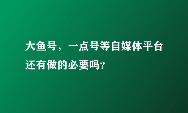 大鱼号,一点号等自媒体平台还有做的必要吗?