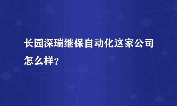 长园深瑞继保自动化这家公司怎么样？