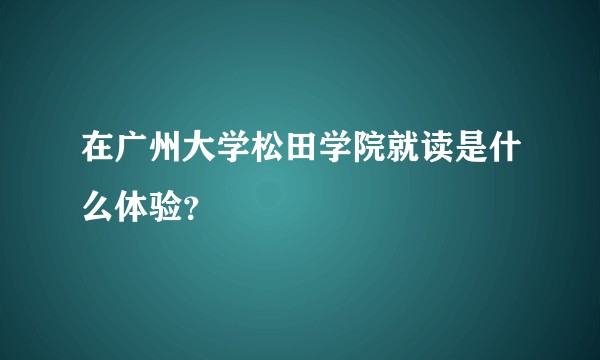 在广州大学松田学院就读是什么体验？
