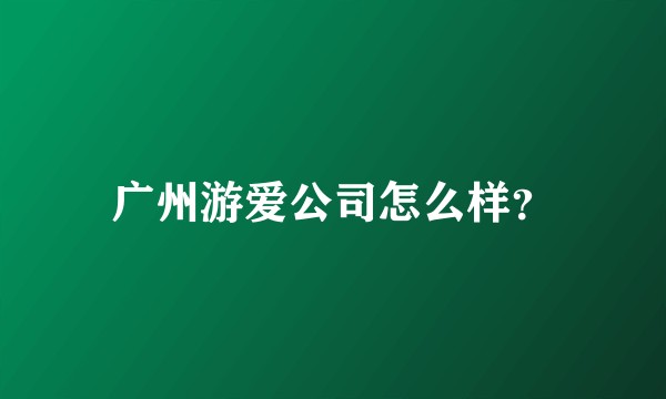 广州游爱公司怎么样？