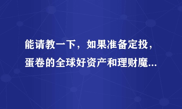 能请教一下，如果准备定投，蛋卷的全球好资产和理财魔方哪个更适合投资么？麻烦各位大拿分析一下！谢谢了！？
