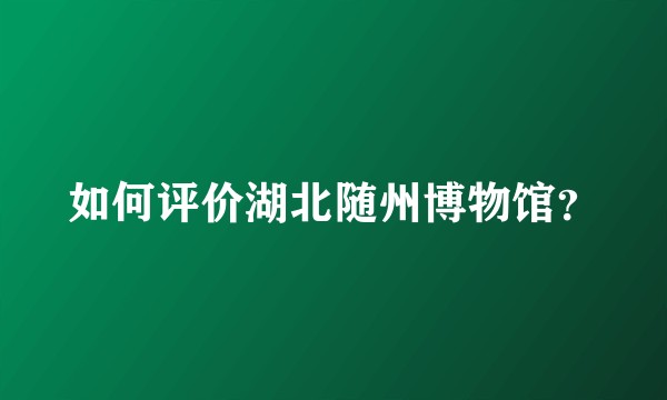 如何评价湖北随州博物馆？