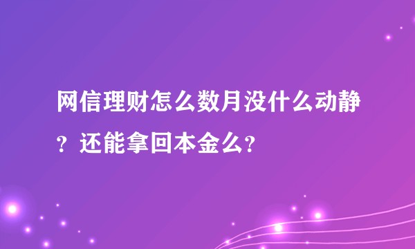 网信理财怎么数月没什么动静？还能拿回本金么？