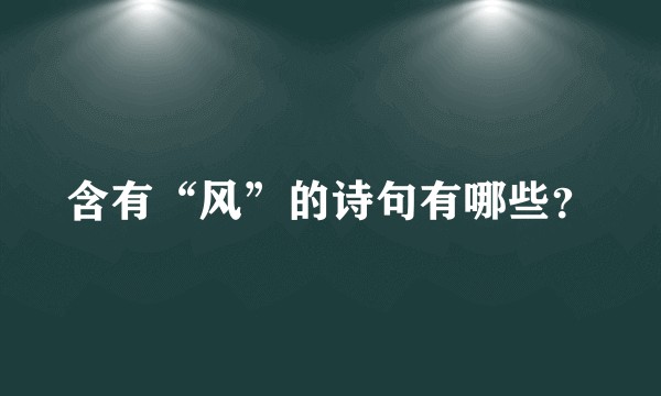 含有“风”的诗句有哪些？