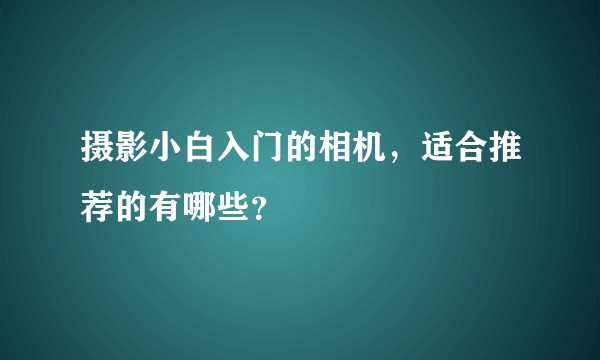 摄影小白入门的相机,适合推荐的有哪些?