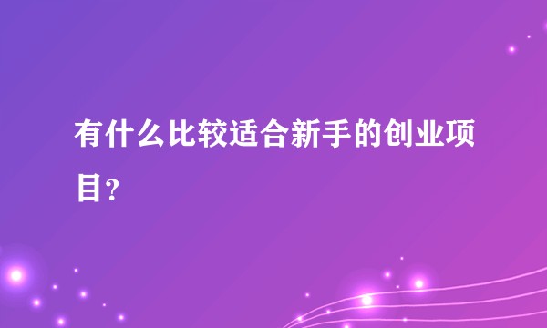 有什么比较适合新手的创业项目?
