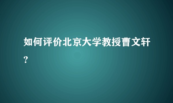 如何评价北京大学教授曹文轩？