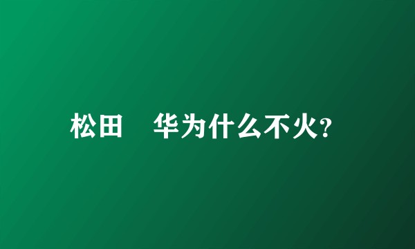 松田瑠华为什么不火？
