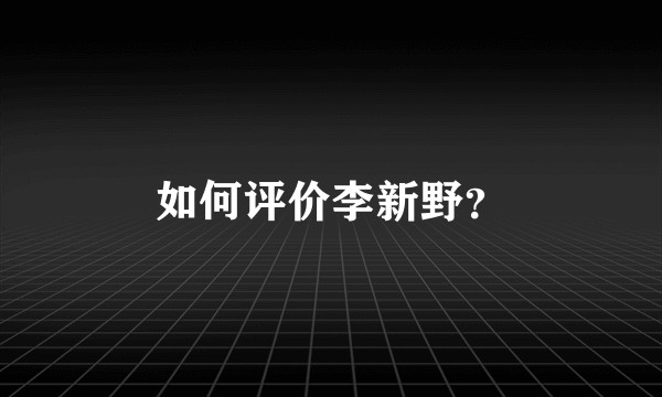 如何评价李新野？