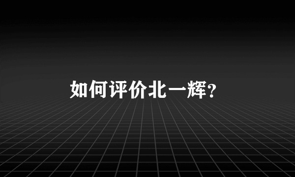 如何评价北一辉？