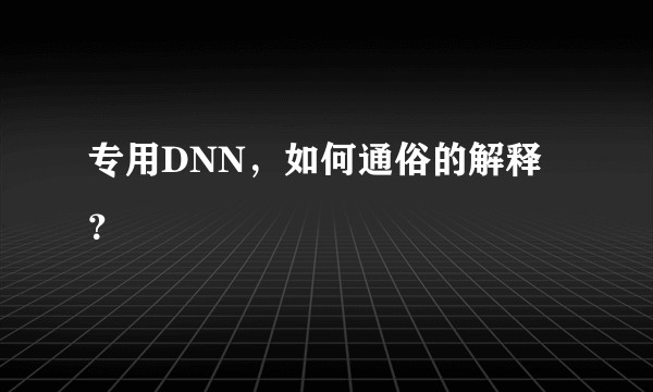 专用DNN，如何通俗的解释？