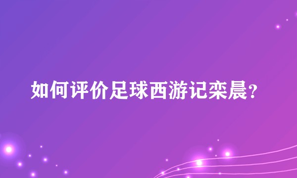 如何评价足球西游记栾晨？