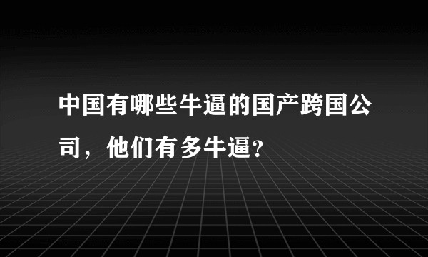 中国有哪些牛逼的国产跨国公司，他们有多牛逼？
