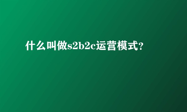 什么叫做s2b2c运营模式？