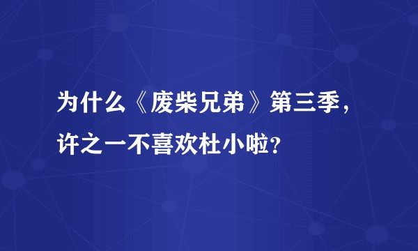 为什么《废柴兄弟》第三季，许之一不喜欢杜小啦？