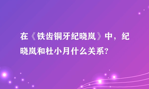 在《铁齿铜牙纪晓岚》中，纪晓岚和杜小月什么关系?