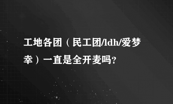 工地各团（民工团/ldh/爱梦幸）一直是全开麦吗？