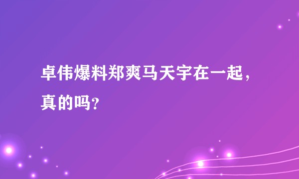 卓伟爆料郑爽马天宇在一起，真的吗？