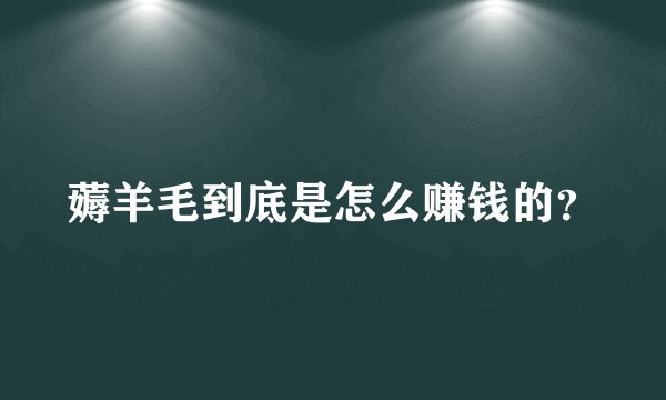 薅羊毛到底是怎么赚钱的？