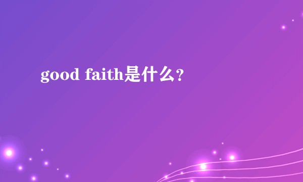 good faith是什么？