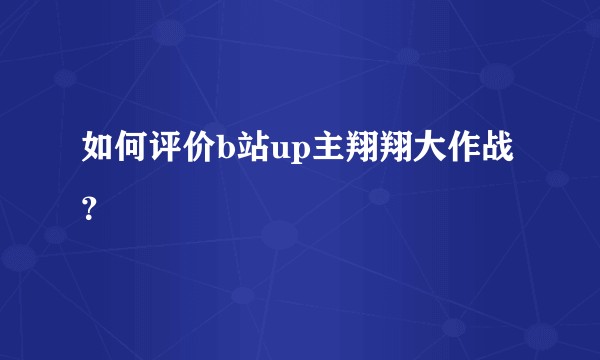 如何评价b站up主翔翔大作战？