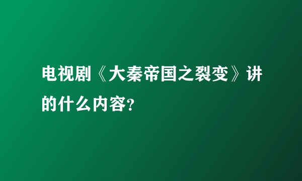 电视剧《大秦帝国之裂变》讲的什么内容？