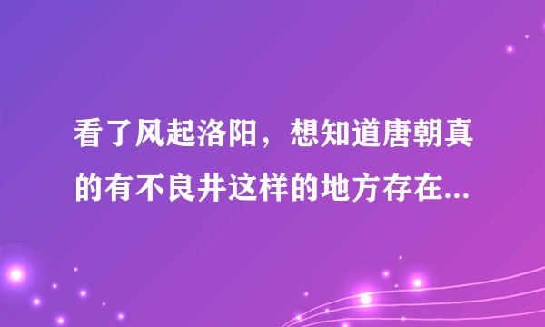 看了风起洛阳，想知道唐朝真的有不良井这样的地方存在吗？不良人是从唐朝哪个皇帝统治时期出现的？