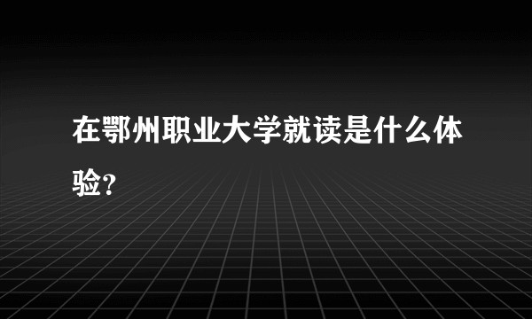 在鄂州职业大学就读是什么体验？