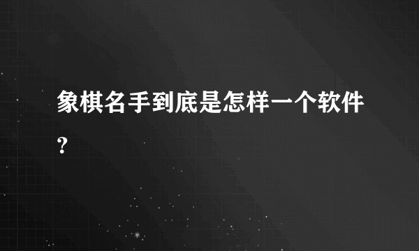 象棋名手到底是怎样一个软件？