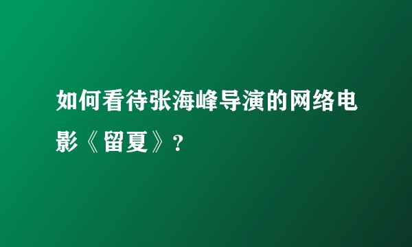 如何看待张海峰导演的网络电影《留夏》？